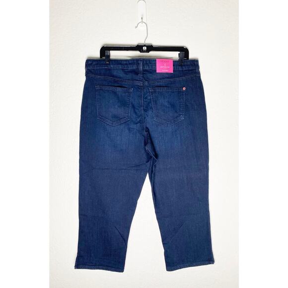 Women's Spanx Slim-X Casual Capri Denim Jeans Dark Dipped Stretch NWT - Picture 5 of 13